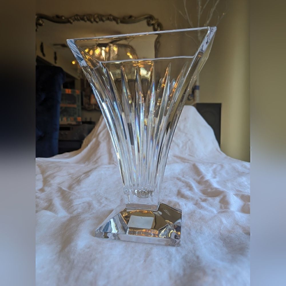 Waterford Crystal Clarion Limited Edition Flower Vase, 9 3/4" Tall, has Monogram